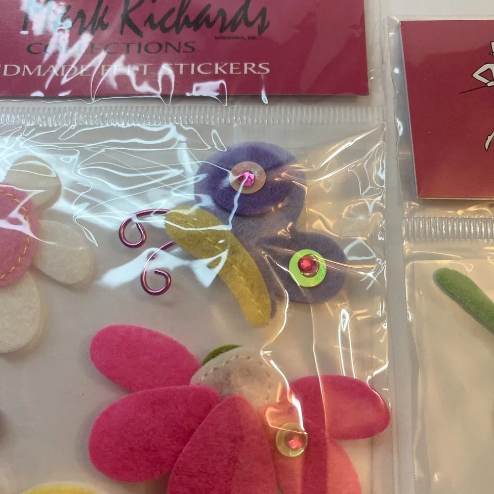Scrapbook Embellishments Felt Stickers Flowers Pig Sheep Paper Crafts